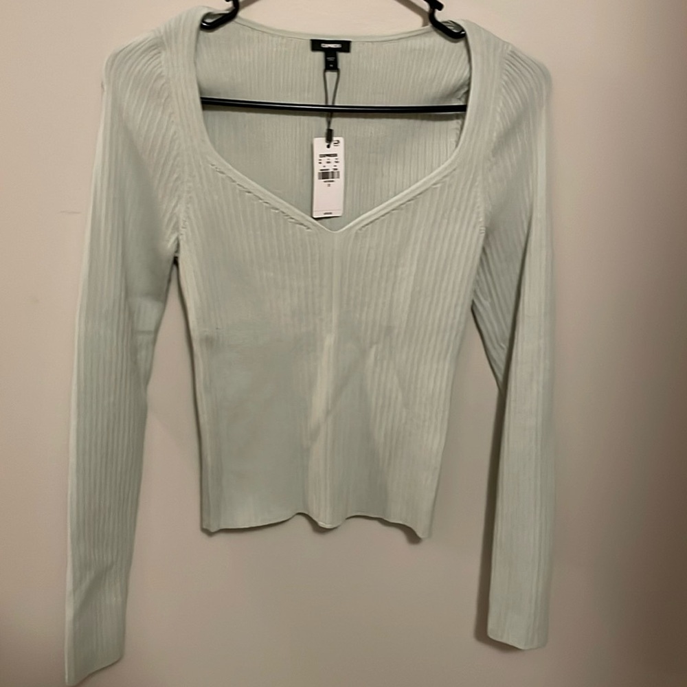 Express Women's Ribbed Sweater - Light Green small NWT